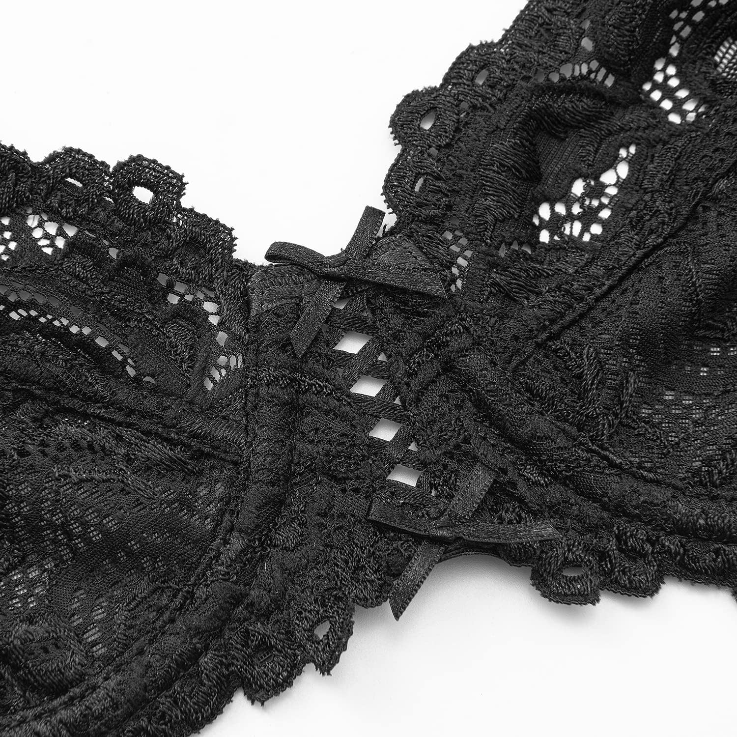 Deyllo Women’s Sheer Lace Bra Underwire Unlined Bra Full Coverage Non Padded - Image 7