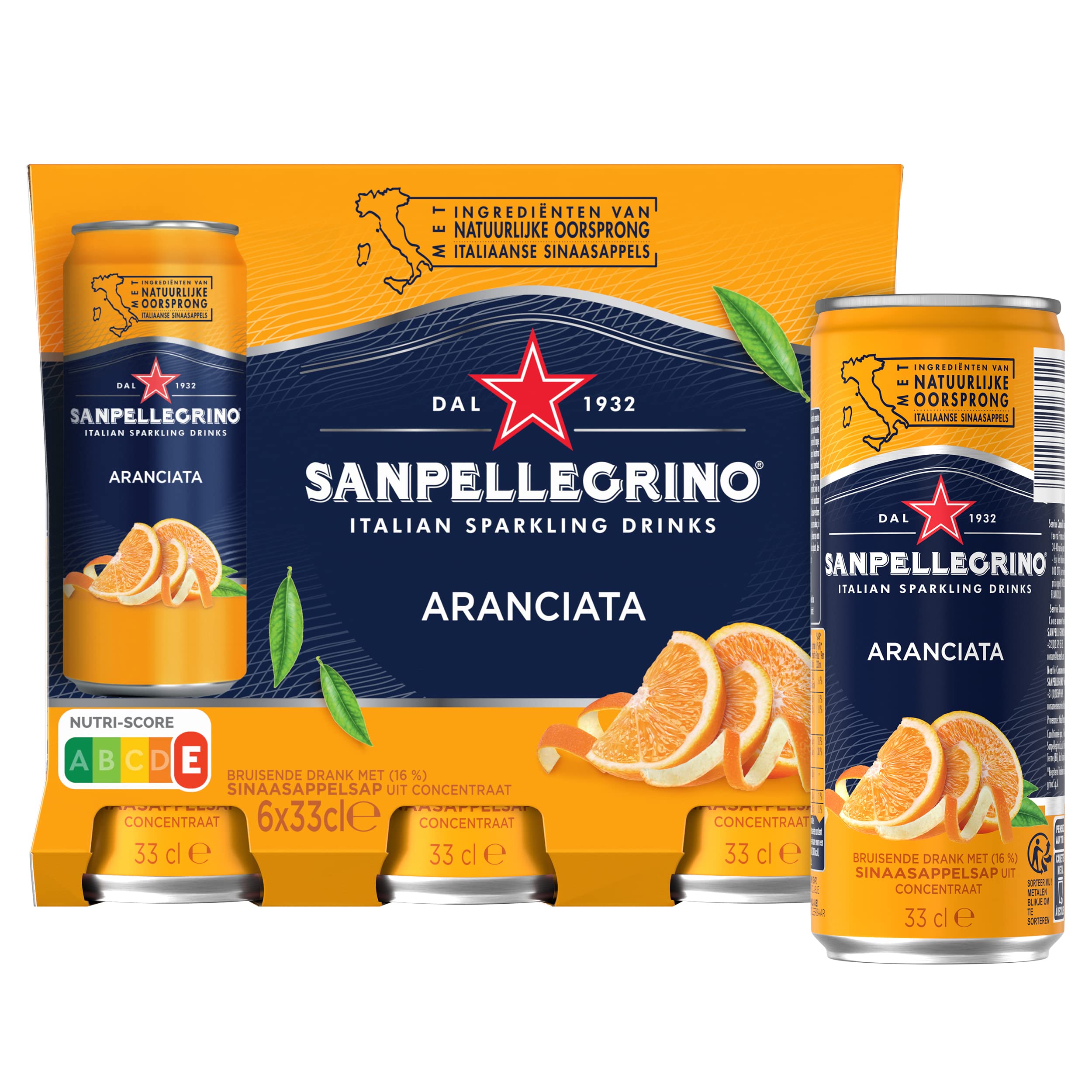San Pellegrino Refresco Naturali Naranja, 6 Latas de 33cl