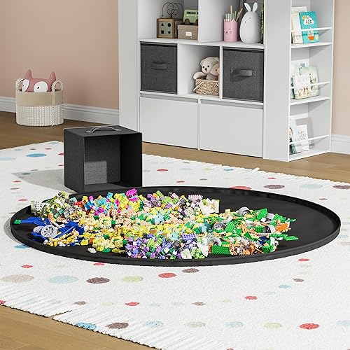 Miniatura 2 de Organizador de almacenamiento de juguetes con 2 cofres de juguetes móviles, organizador de juguetes y armario de almacenamiento con estantería de 8