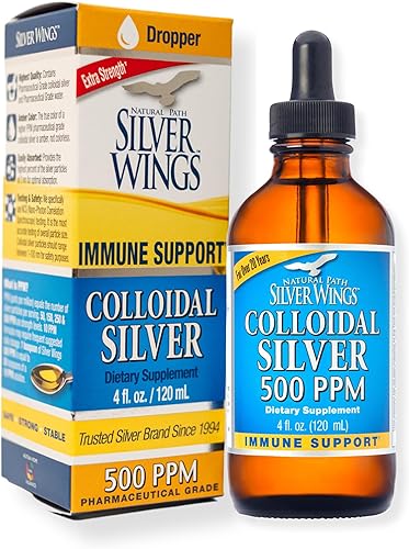 Natural Path Silver Wings - Plata coloidal 500 ppm - Suplemento mineral puro - Apoyo inmunológico para tu familia - Potente curación sin mal sabor