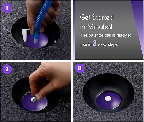 Miniatura 7 de ZELUS Entrenador de pelota de equilibrio con bandas de resistencia y bomba de pie, pelota de yoga inflable para entrenamientos de gimnasio en casa,