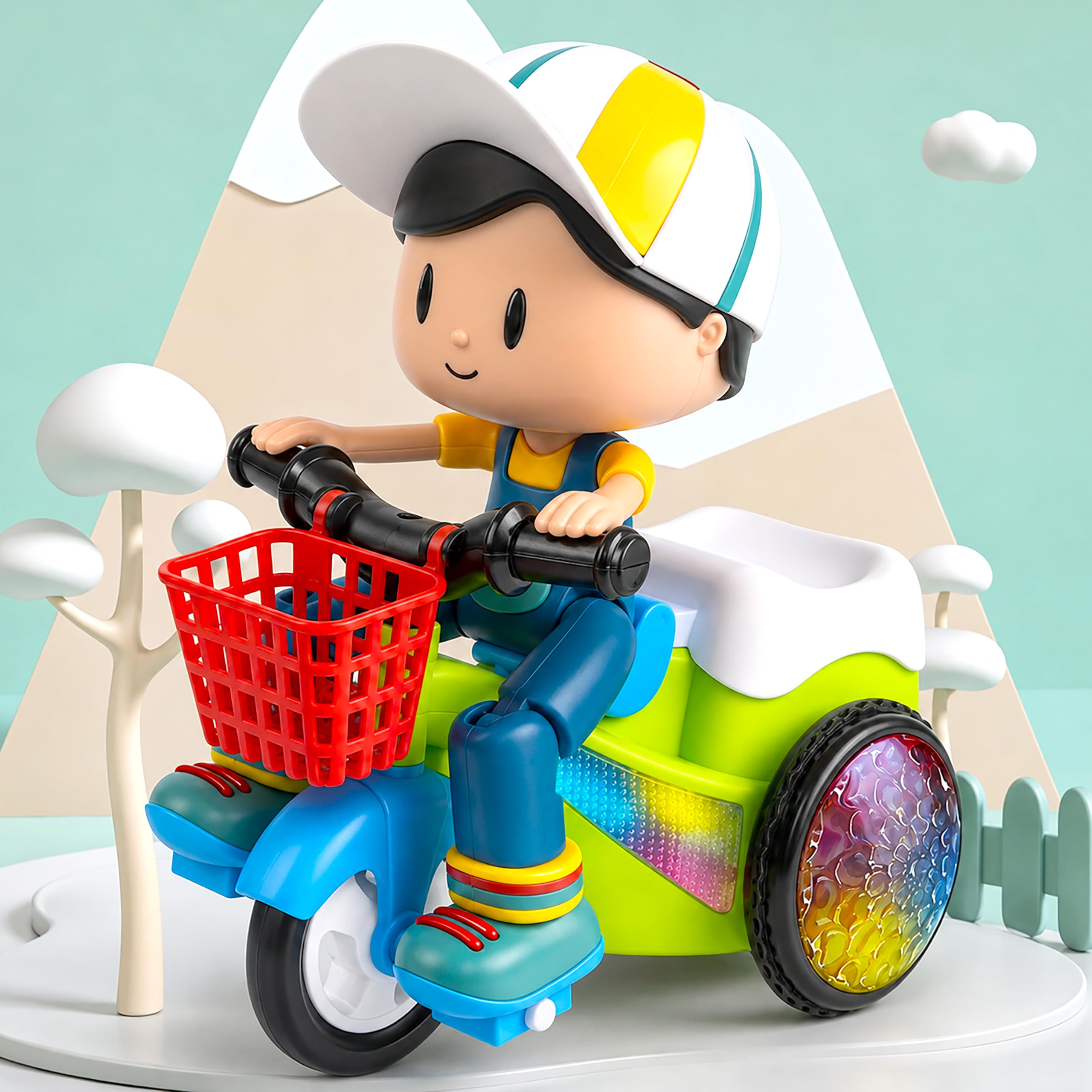 VGRASSP Stunt Tricycle Boy - Bump and Go with 4D Lights - Dancing Toy for Kids - Battery Operated-image-27