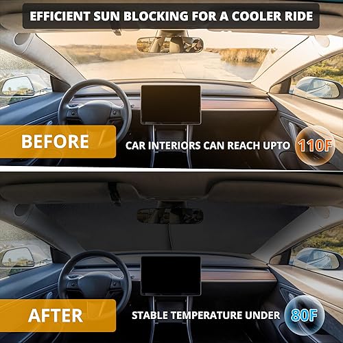 Miniatura 25 de EcoNour Parasol plegable para parabrisas de automóvil, parasol delantero para sol, calor y rayos UV, parasol para ventana delantera del automóvil