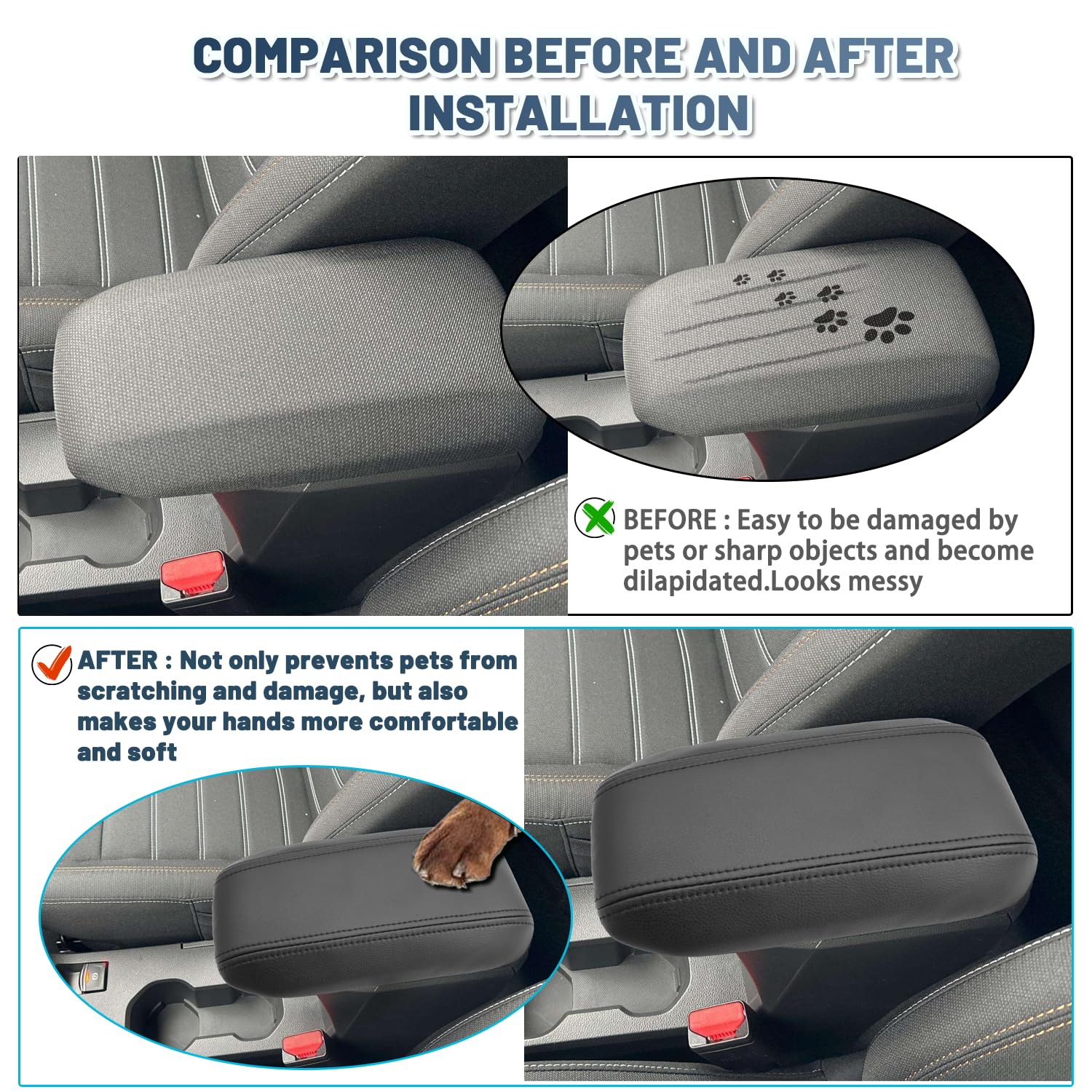 Ruiya pour Dacia Sandero 3/Stepway 3/Dacia Jogger 2021-2025 2026 Housse d'accoudoir Central,Couvercle de boîte d'accoudoir Étui de Protection Console Protection d'accoudoir Sandero Stepway Accessoire