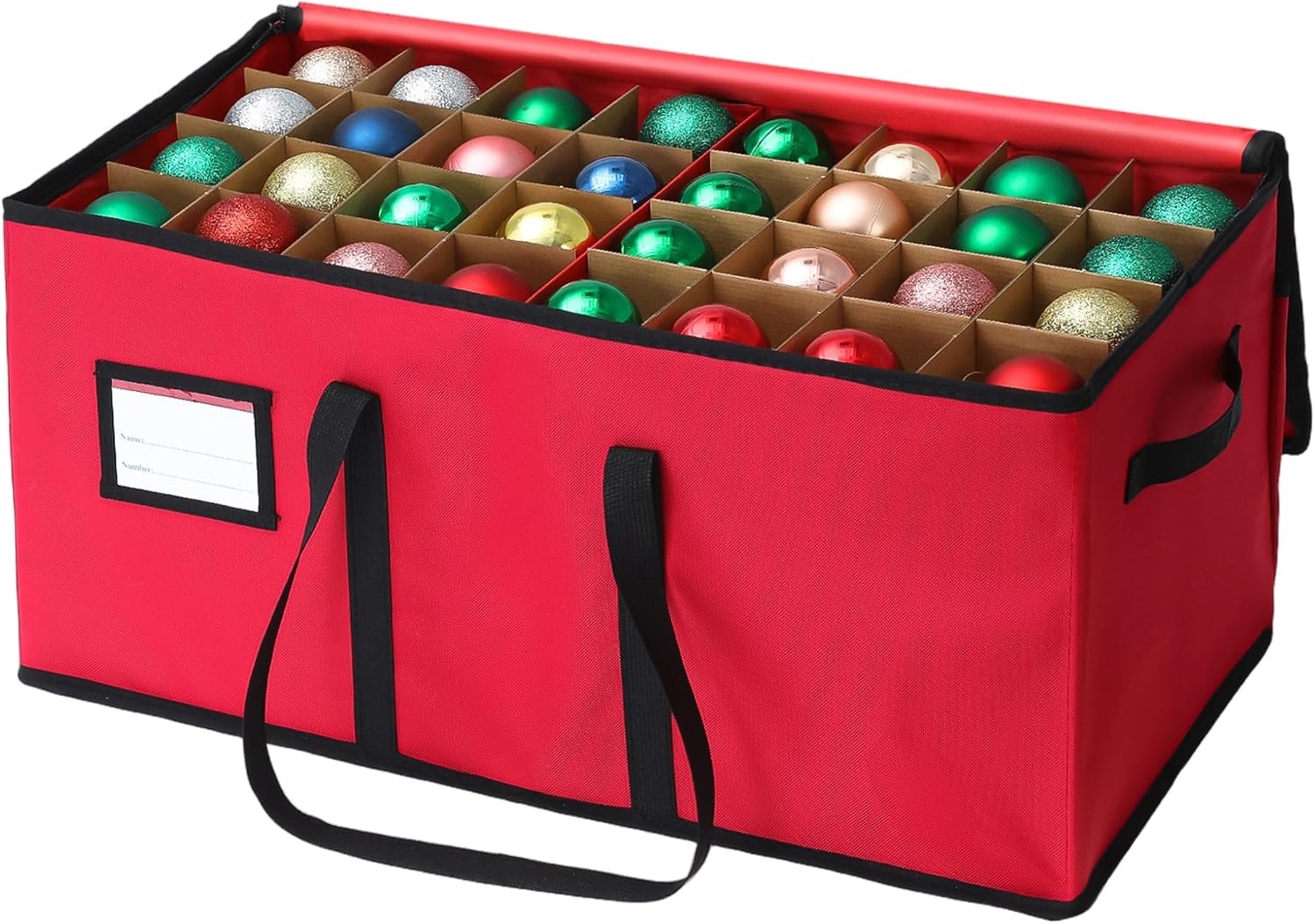 Christmas Ornament Storage 128-compartment Foldable Christmas Storage Red