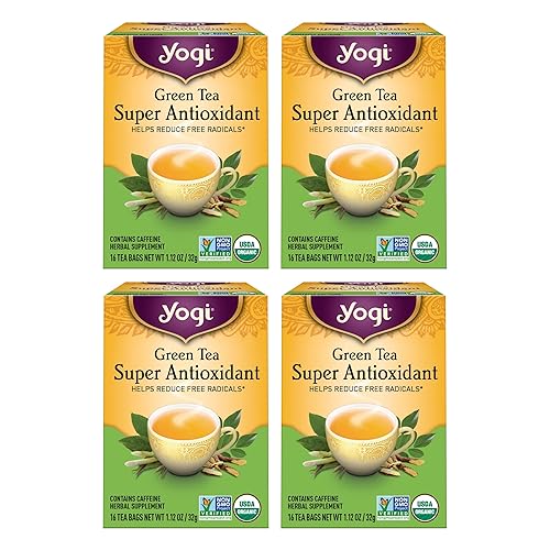Yogi Té verde súper antioxidante – 16 bolsas por paquete (4 paquetes) – Soporte antioxidante orgánico – Incluye raíz de regaliz, jazmín y más