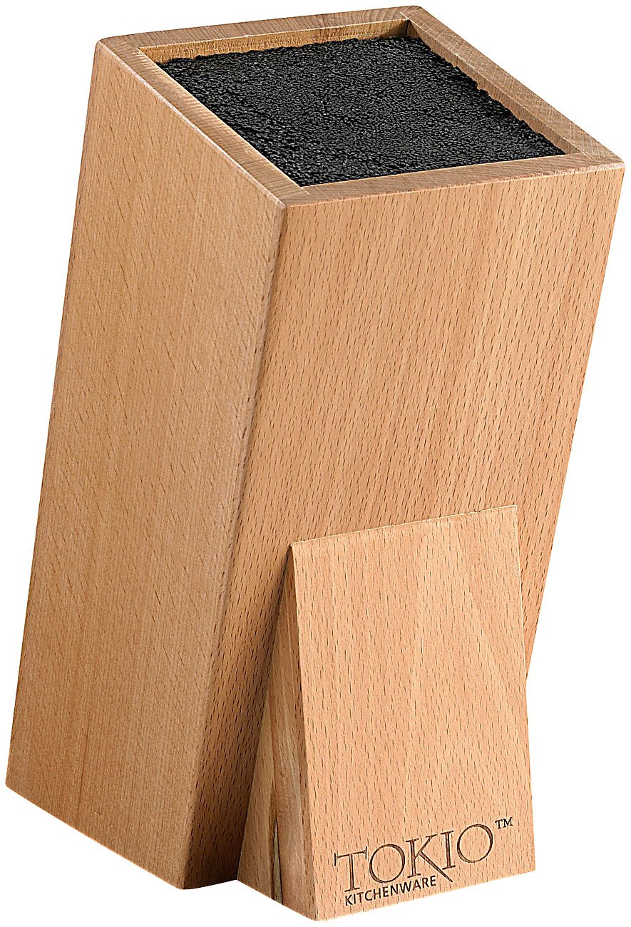 Aufbewahrung für Messer: 2er-Set Universal-Messerblöcke aus Holz mit Borsteneinsatz (Messer-Blöcke mit Bürsteneinsatz, Küchenmesser-Blöcke, Block)