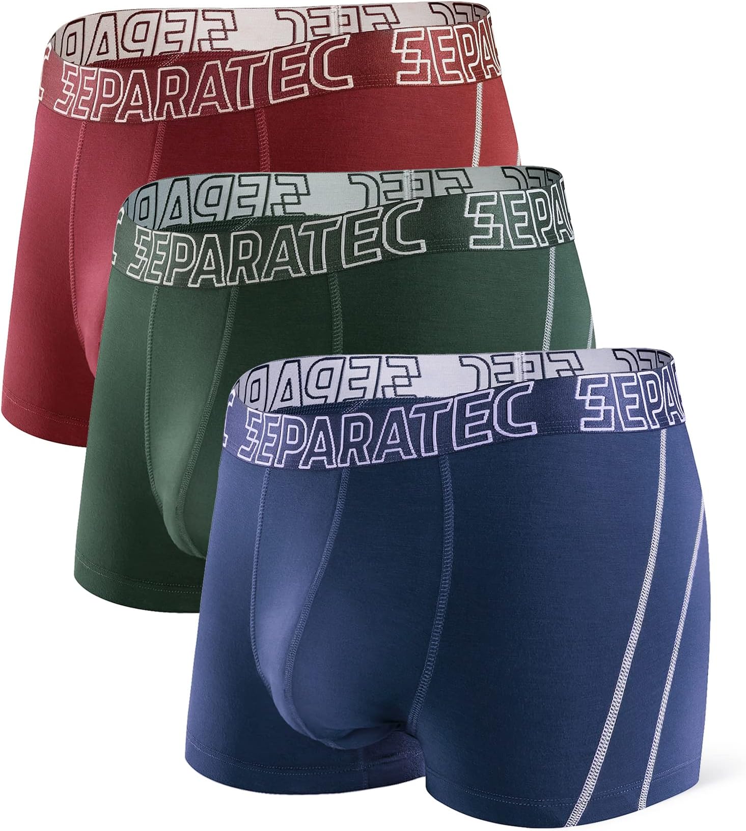 Men's Boxer Briefs Smooth Bamboo Rayon with Separated Pouches Underwear 3 Pack Boxer Shorts Stylish multicolours Trunks