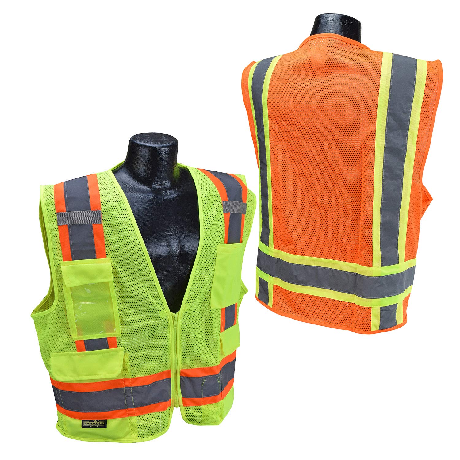 Radians SV6 Two Tone Class 2 Surveyor Polyester All Mesh Vests with Contrasting Trim, Green, Small (SV6-2ZGM-S)