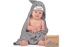 KeaBabies Baby Shark Hooded Towel: Ultra-Soft and Cozy for Bath Time Fun