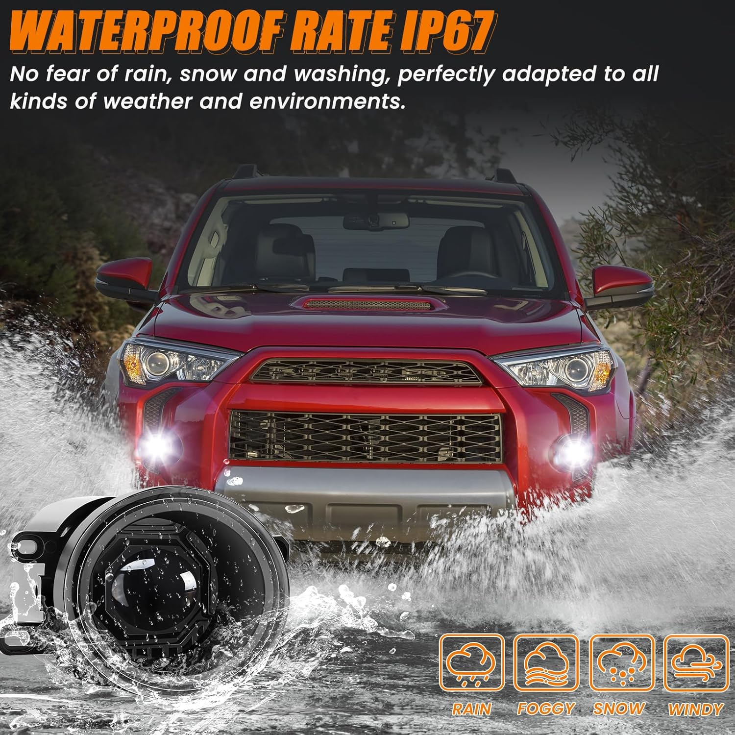 Round LED Fog Lights Assembly for 2016-2023 Toyota Tacoma, 2014-2023 4Runner, 2014-2019 Tundra, 2007-2014 Camry, 2006-2012 RAV4, 2006-2013 Yaris, 2008-2013 Lexus IS-F, Front Bumper Driving Lamp