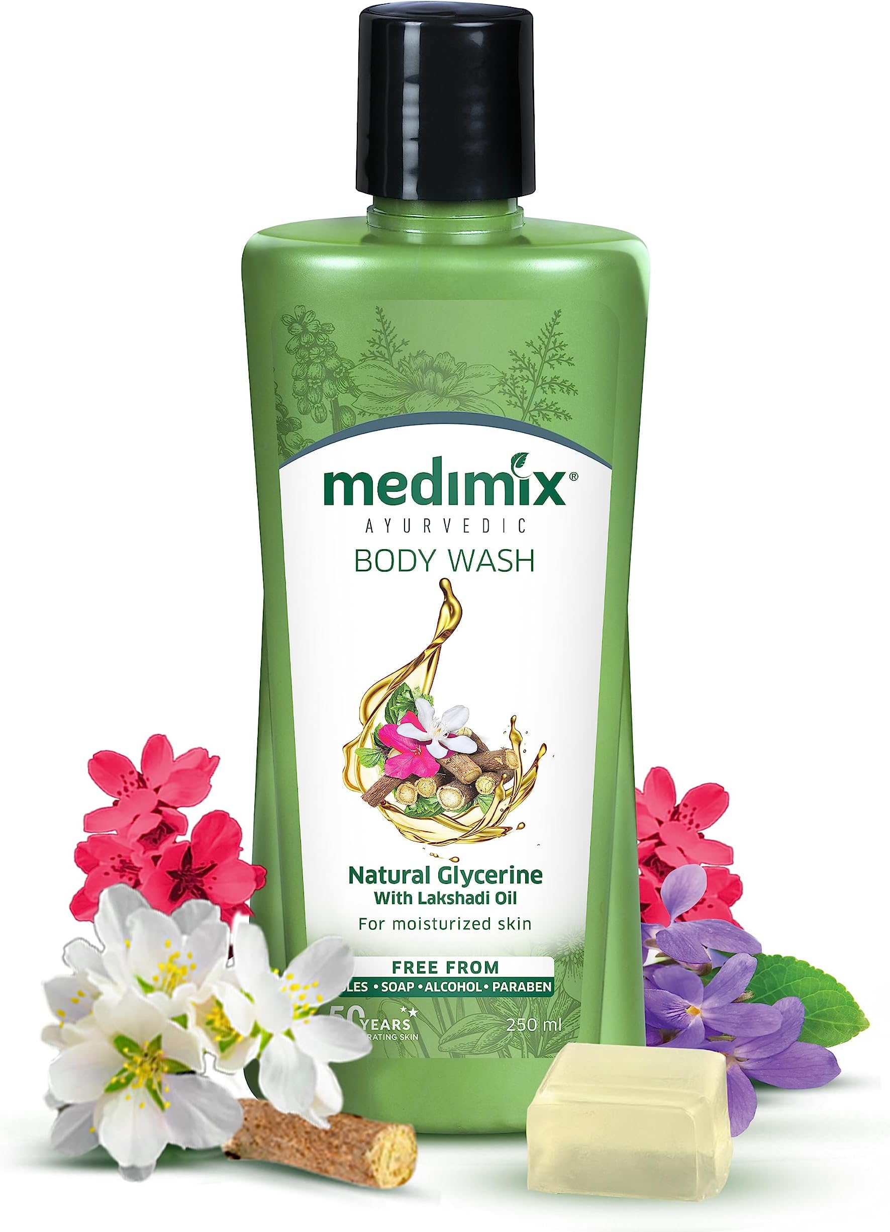 Medimix Ayurvedic Bodywash, Natural Glycerine & Lakshadi Oil for soft & supple skin 250ml | Skin moisturizing & Hydrating Shower Gel | Herbal | Paraben-free & Sulphate-free