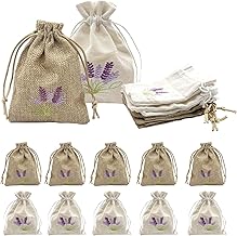 Lavender Scented Sachets, Set of 10 Empty Lavender Bags for Filling, Jute Bags with Tightening Cord, Dry Lavender Bag Naturally for Wedding Jewelry
