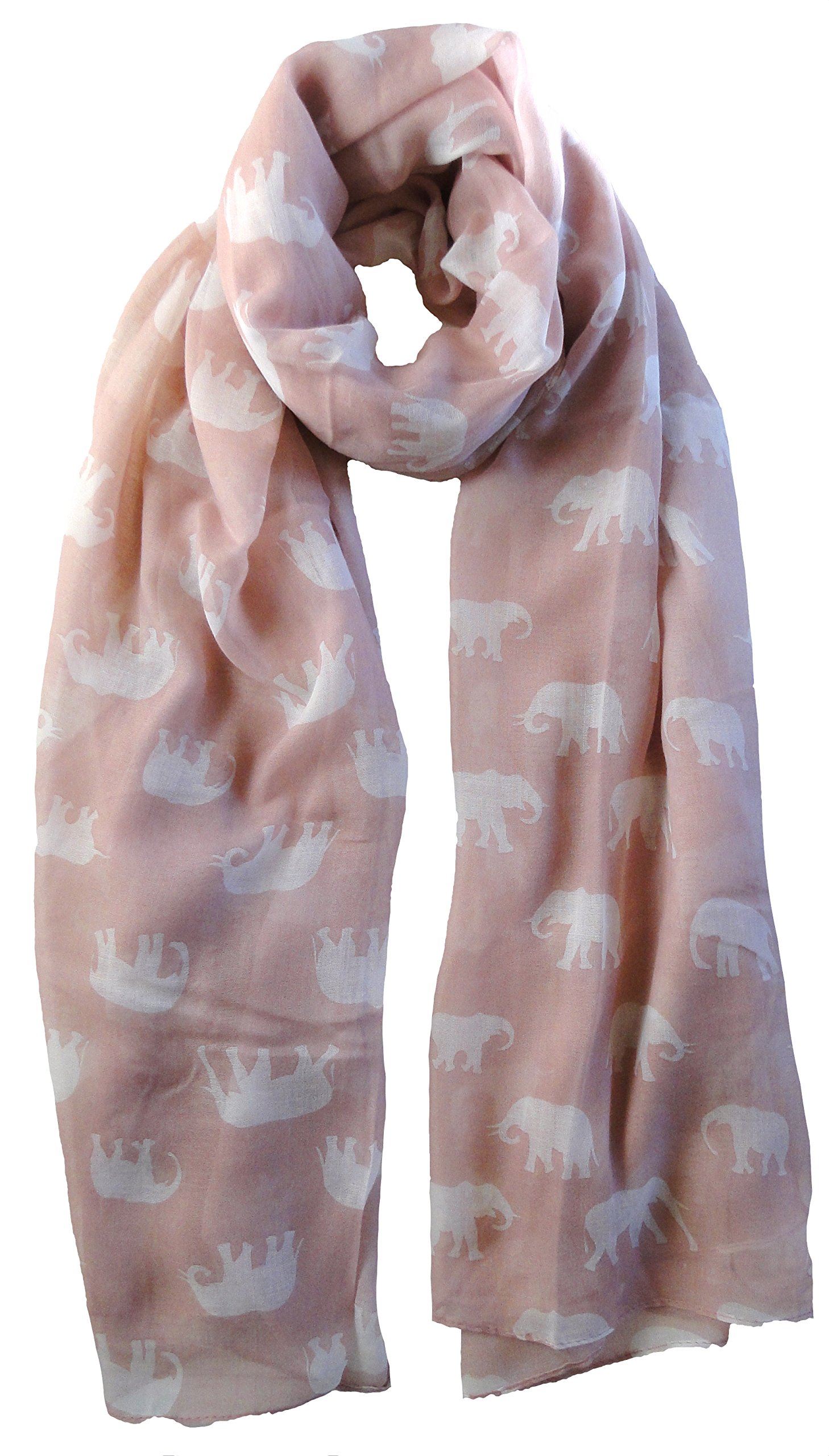 The Olive House Women's White Pink The Olive House® Elephant Print Scarf Pink