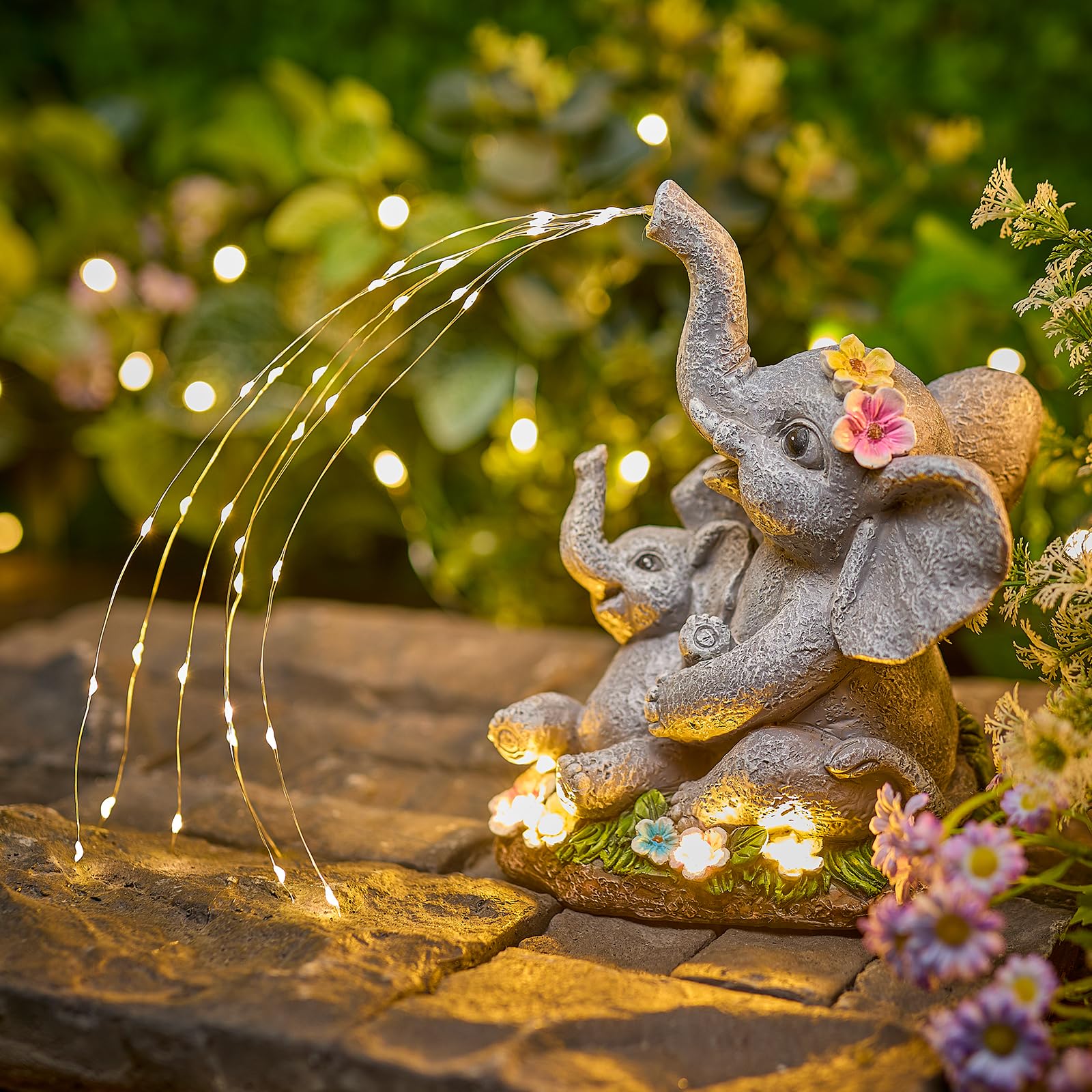 Brightown Solar-Elephant-Garden-Decor-Statue with Succulent