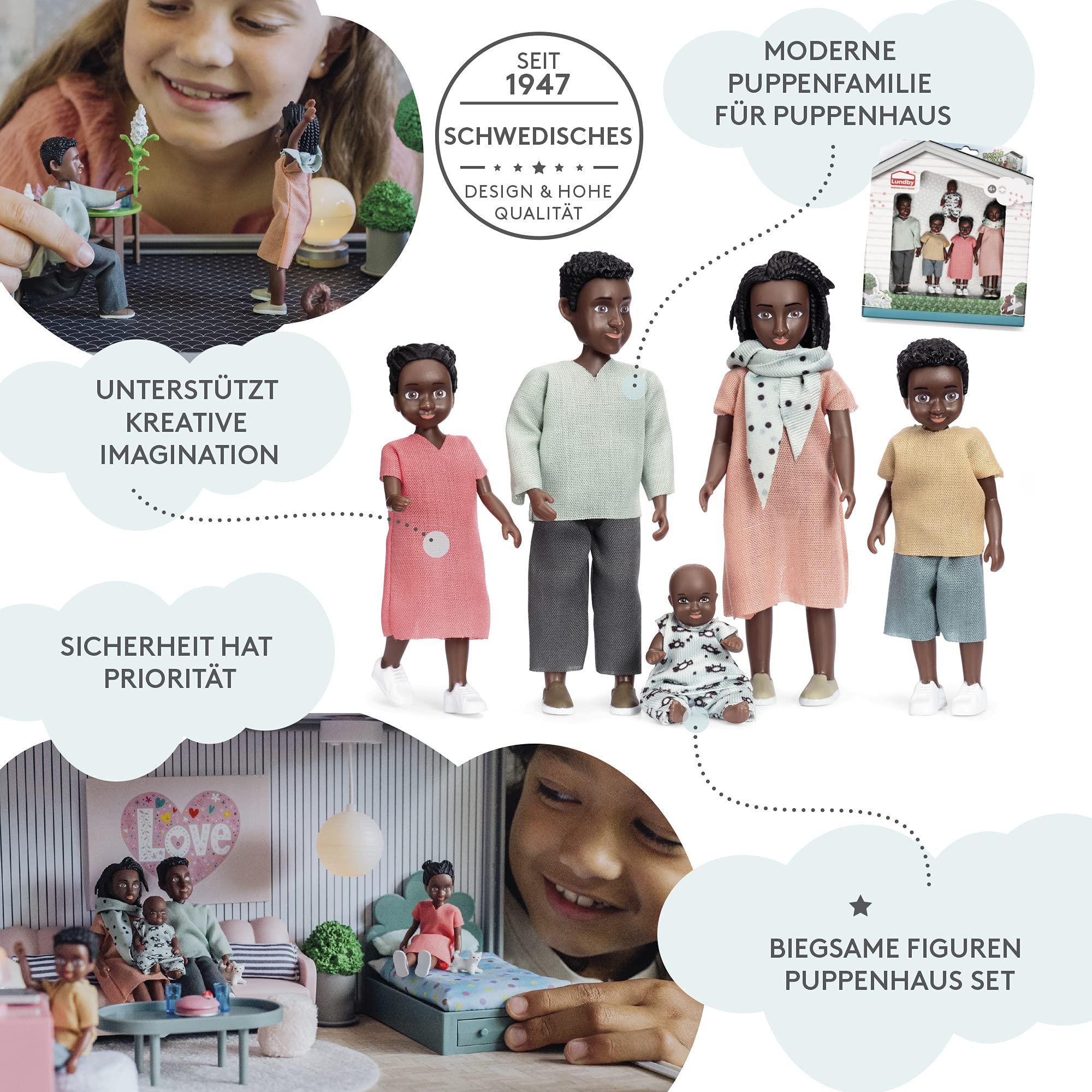 Lundby Domek dla ciemnoskórej rodziny lalek Billie - akcesoria do domku