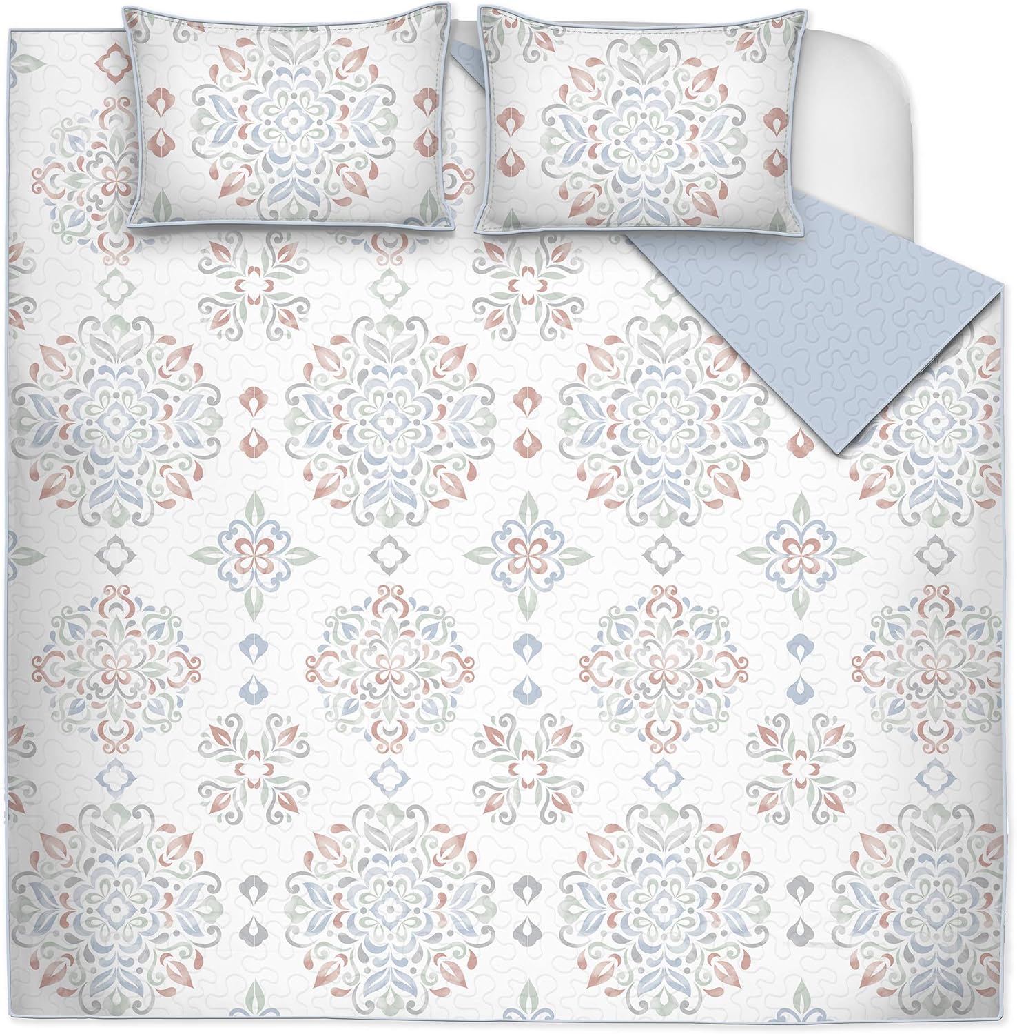 Safdie & Co. Luxury Set Quilt, Twin, Coral 2