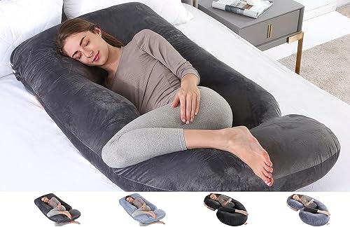 yoyomax Almohadas de embarazo en forma de U, almohada de embarazo de espuma viscoelástica, almohada de maternidad de cuerpo completo con funda