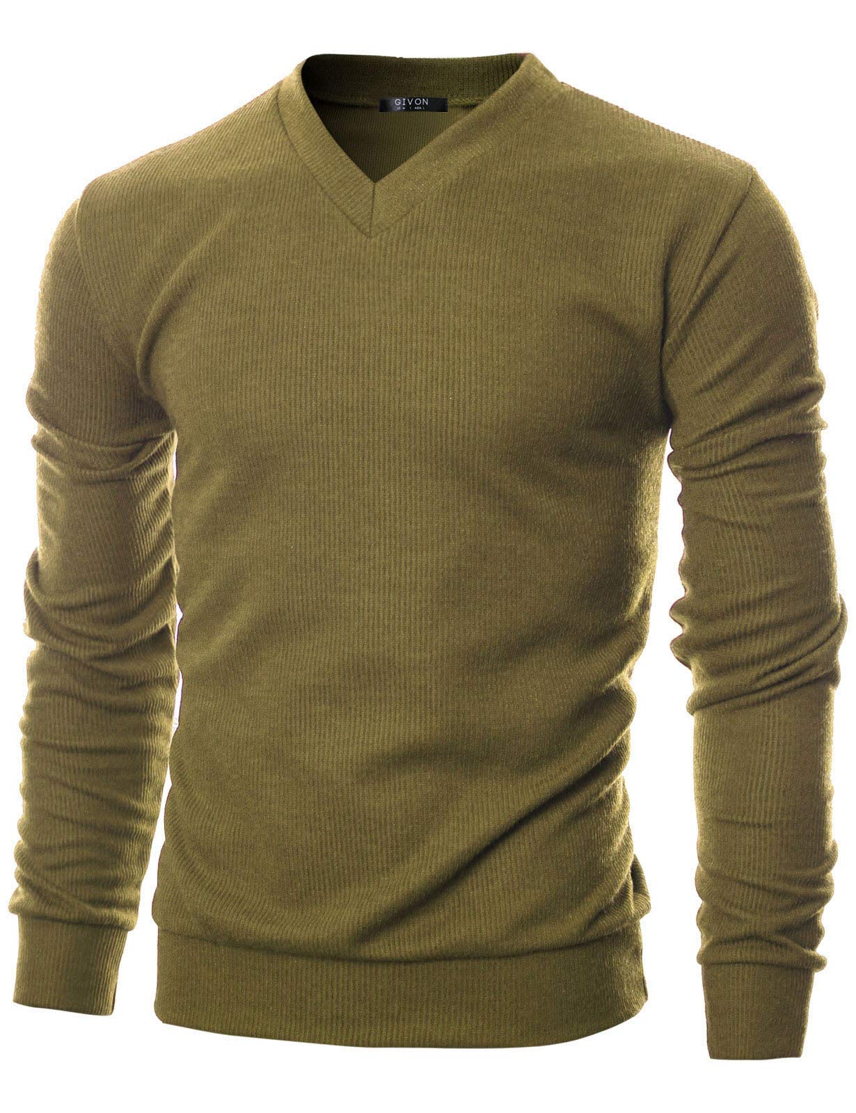GIVON Mens Slim Fit Soft Cotton Blend V-Neck Pullover Sweater