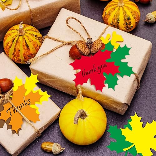 Miniatura 6 de Demissle Recortes grandes de hojas de otoño, recortes de hojas de papel de arce de 4 pulgadas para tablón de anuncios con puntos de pegamento, hojas