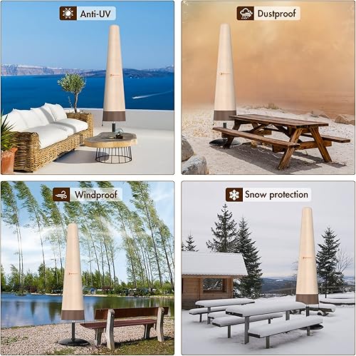 Miniatura 6 de Cubierta para sombrilla de patio, tela Oxford 600D, cubierta impermeable para paraguas, anti-UV, para exteriores, se adapta a paraguas de mercado de