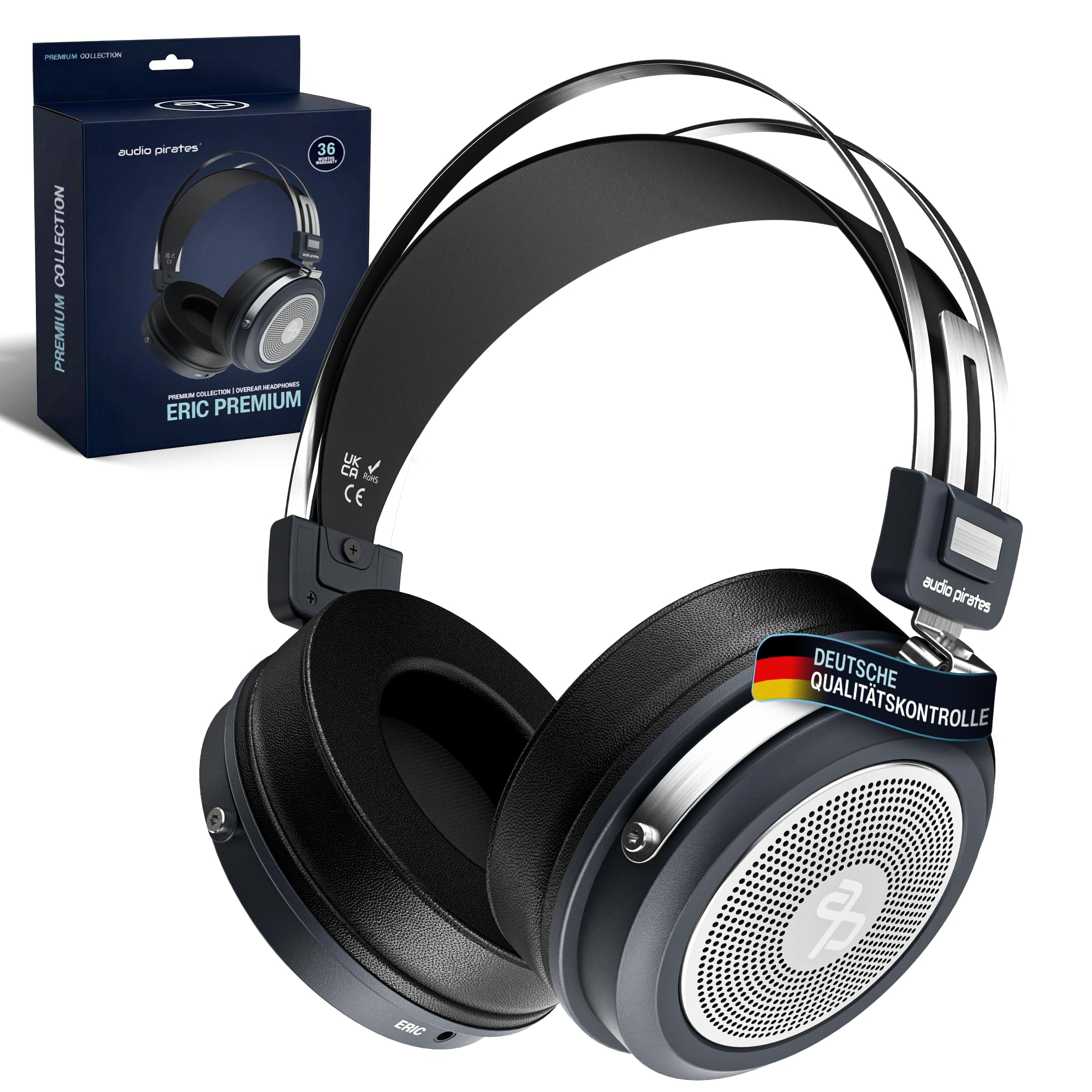 audio pirates ERIC Studio Over-Ear HiFi Kopfhörer – Studiokopfhörer mit Transprt-Case, 3m Kabel, 6,3mm Klinken-Adapter | Premium Collection