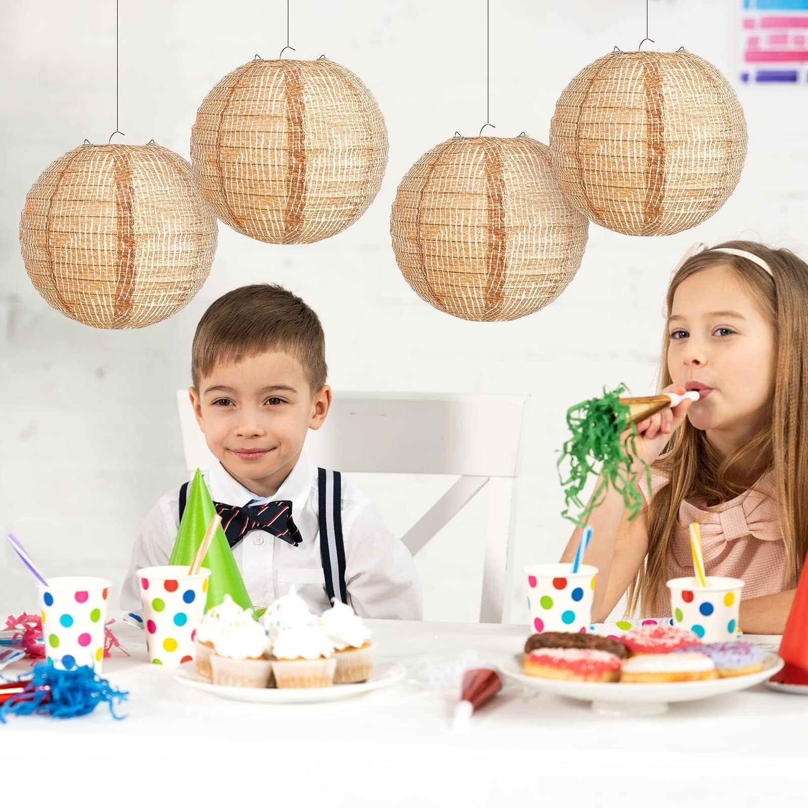 Papierowe Lampiony 12 Szt. Okrągłych Lampionów Z Juty, Dekoracyjnych, W Stylu Rustykalnym, Do Klasy Dekoracje Imprezę(8inch)