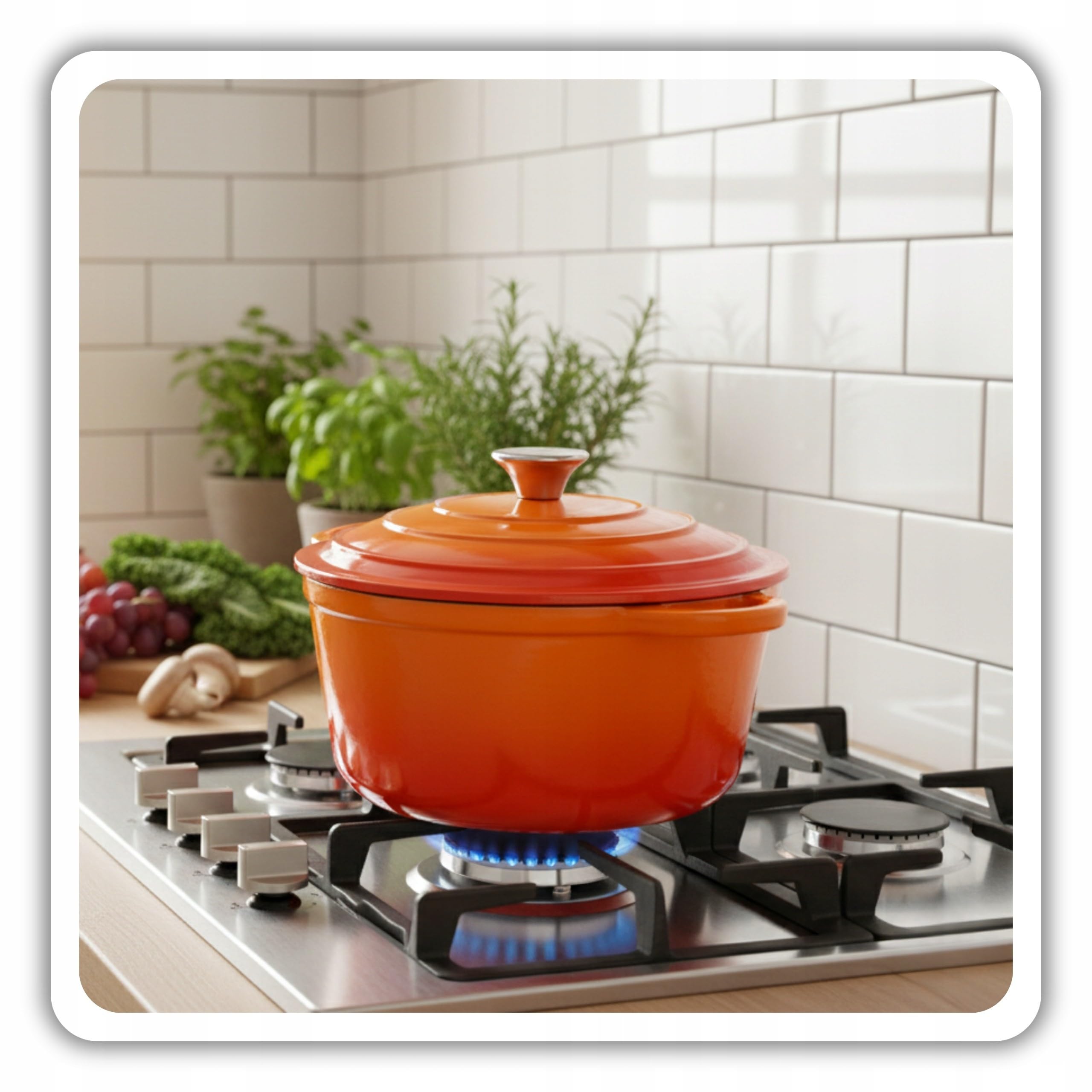 HAGE Gusseisen Topf Emailliert mit Deckel 3 l 22cm - Hoher Kochtopf Emaille Alle Herdarten - Gusseiserner Schmortopf Induktion Backofengeeignet - Gusstopf Brot Backen Leicht zu Reinigen, Orange