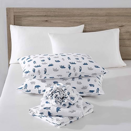 Miniatura 3 de Eddie Bauer - Juego de sábanas tamaño matrimonial, juego de ropa de cama de franela de algodón, cepillada para mayor suavidad, decoración acogedora