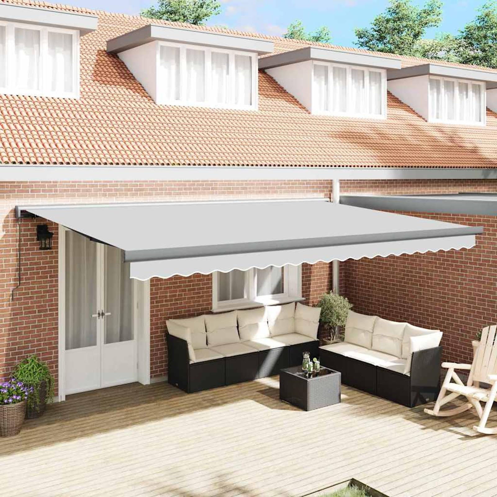 Cadre d'auvent rétractable manuel, anthracite, 450 x 300 cm, cadre en aluminium pour terrasse, balcon, café et restaurant