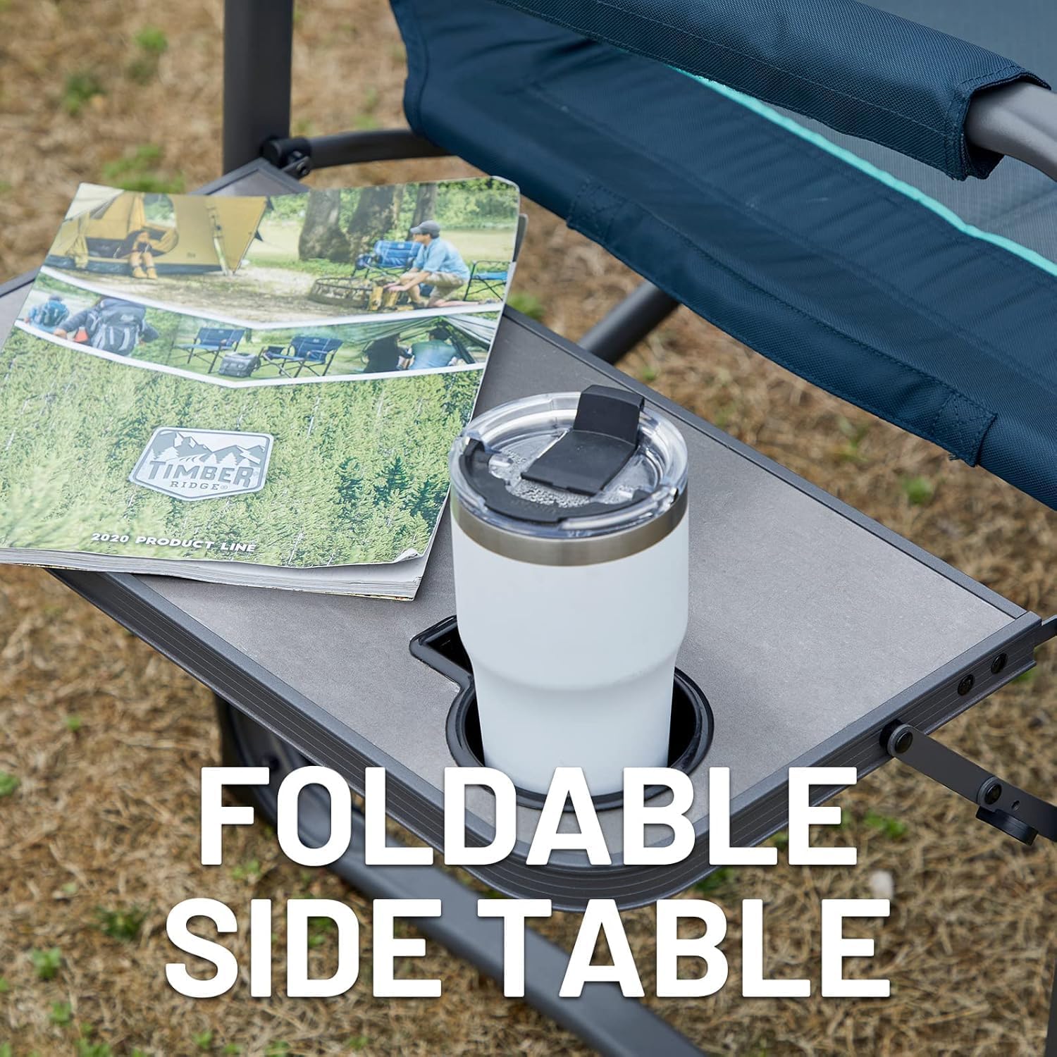 Timber Ridge XXL Directors Chair, 600lbs Capacity Heavy Duty Folding Camping Chair with Side Table & Insulated Pocket, Oversized Portable Chair with Carry Strap - Image 7