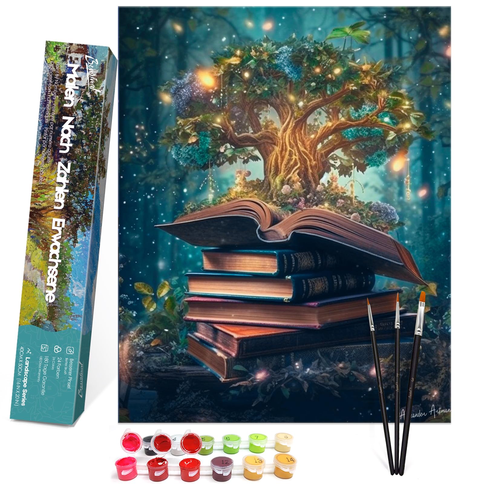 Bougimal Pintura por Números Adultos Paisaje con Pinceles y Pinturas Acrílicas - 40 x 50 cm, Sin marco, Librería 2 — view 10