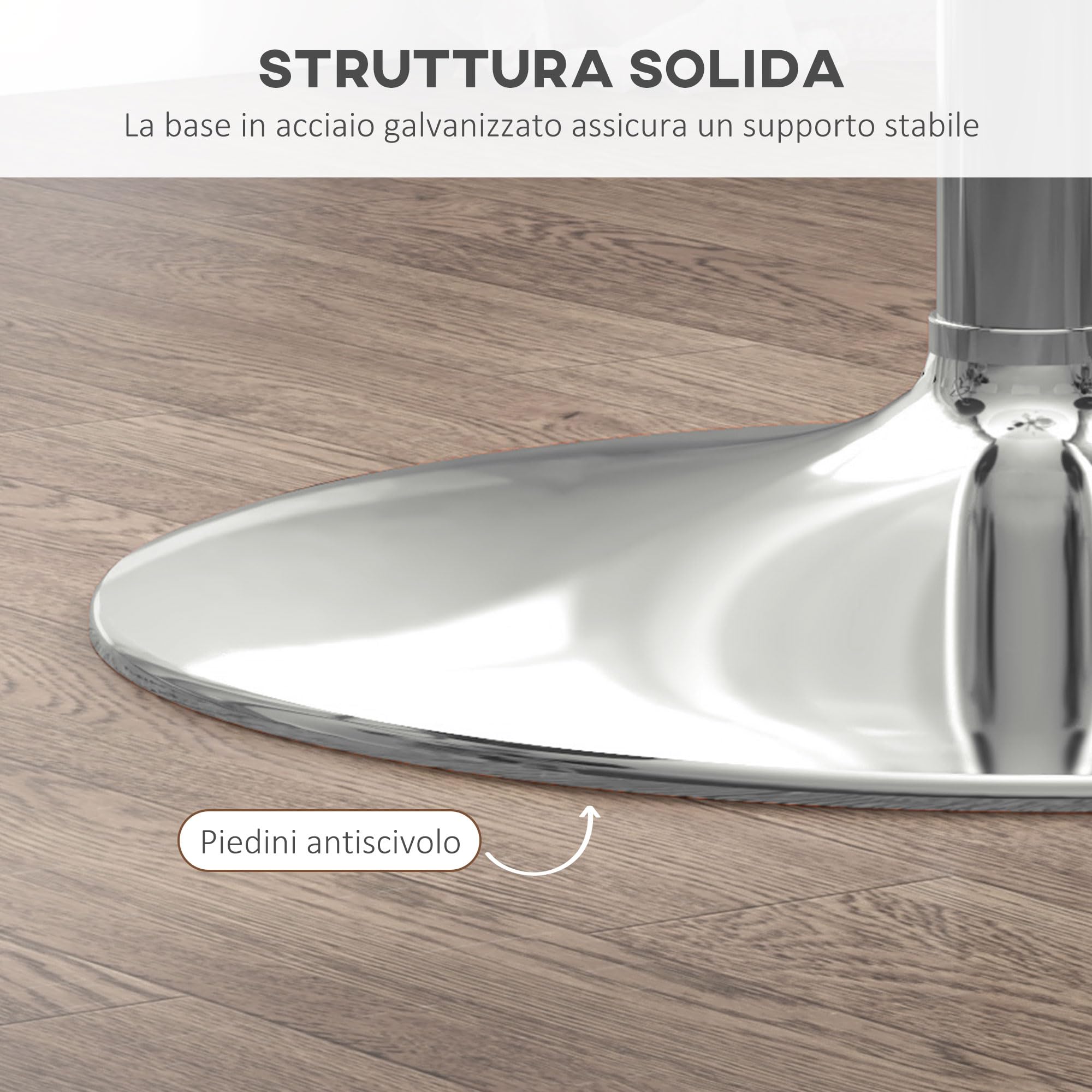 HOMCOM Tavolo da Bar Alto Moderno in Vetro, Tavolo Salvaspazio da Cucina Rotondo con Base in Acciaio per 2 Persone, Ø70x102cm, Trasparente
