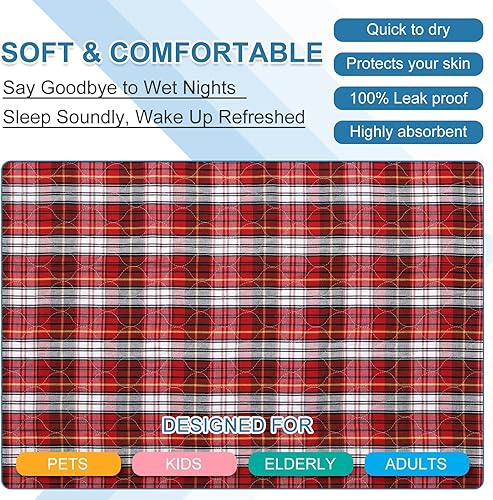 Miniatura 19 de OUTCREATOR Almohadillas de cama lavables de 34 x 56 pulgadas (paquete de 2), protector de colchón para incontinencia, almohadillas impermeables