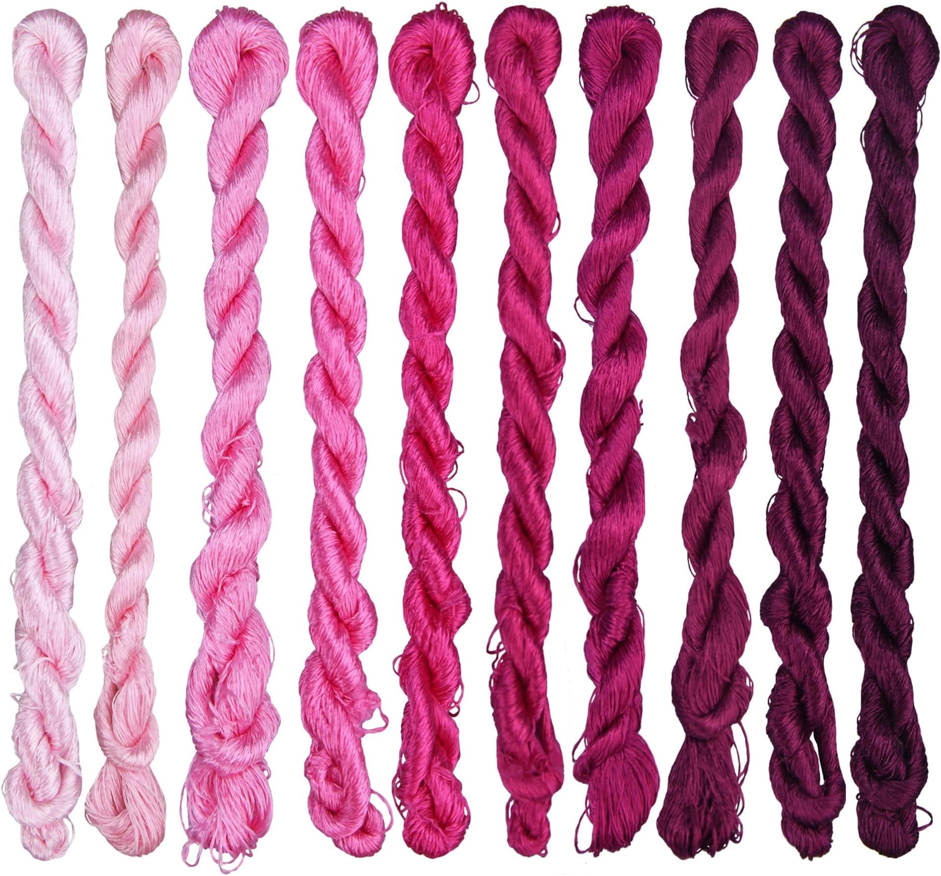 Natural 100% Silk Thread, Handmade Embroidery Thread Silk Floss 10 Colors 110m Each (25)
