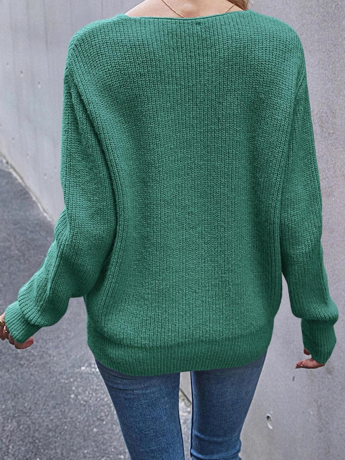 Eurivicy Women's Long Sleeve V Neck Pullover Tops Oversized Chunky Knitted Loose Jumper Sweaters - Image 3