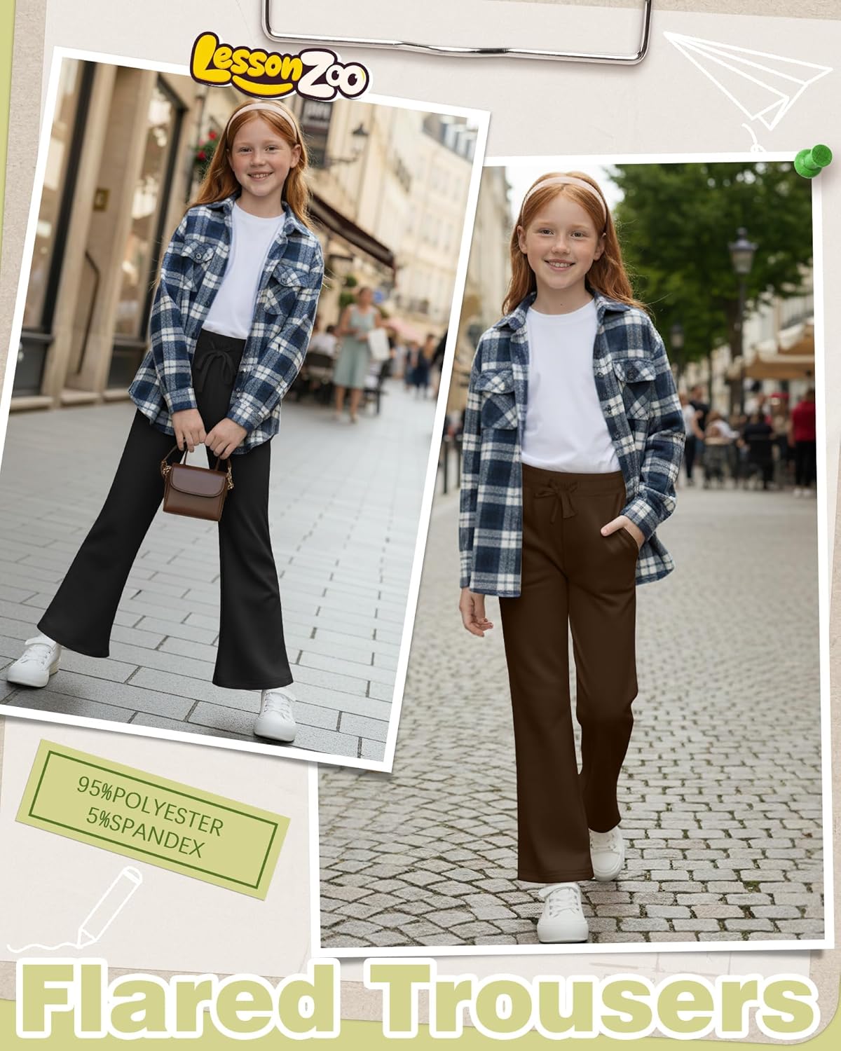 3 Pack Girls Sweatpants Flared Wide Leg Elastic Waist Drawstring Bell Bottom Casual Athletic Pants with Pockets - Image 2