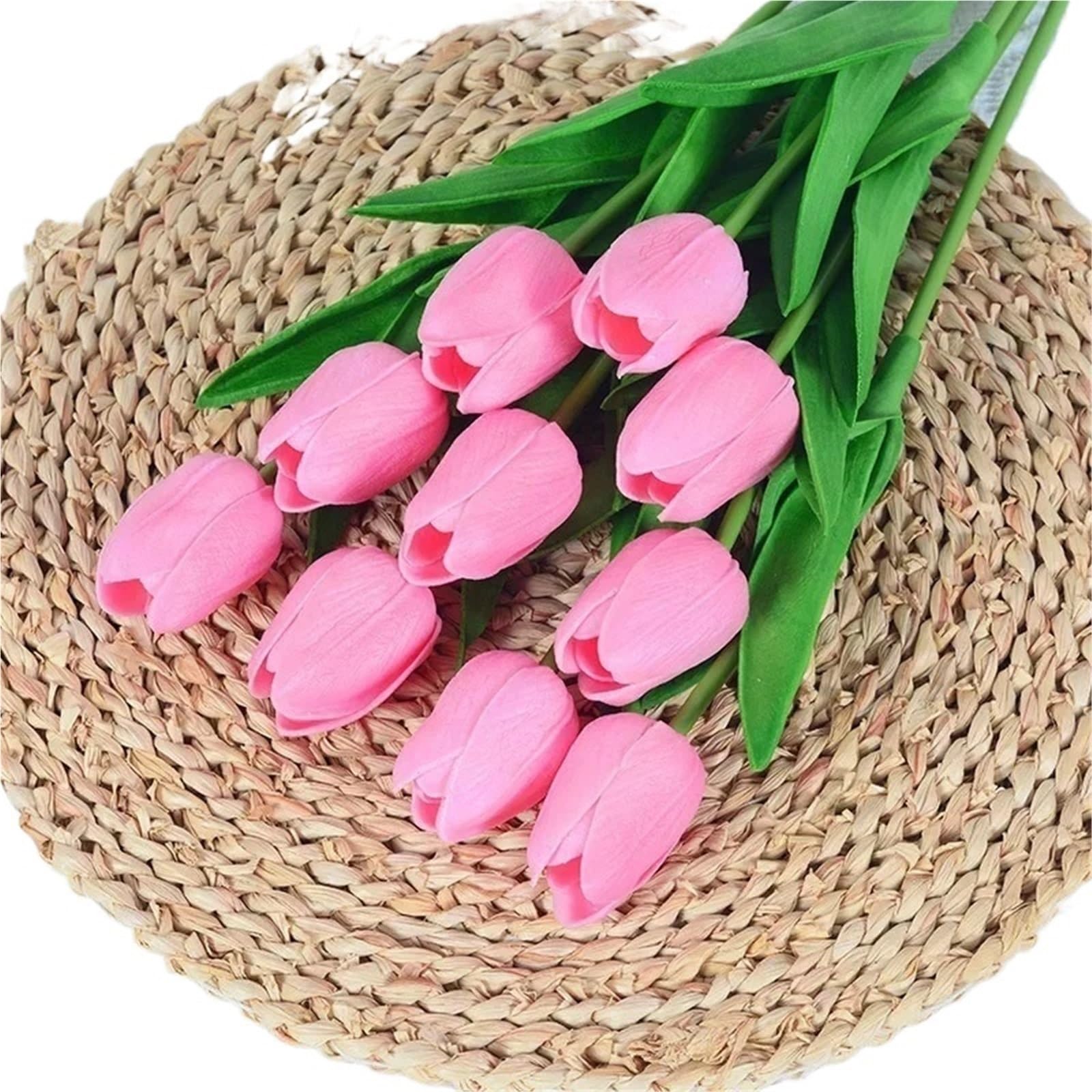 Dcrxz Artificial Flowers 10PCS Artificial Tulip Flower Bouquet Real Touch PE Foam Fake Flower for Wedding Decoration Flowers for Home Garden Decoraive(A-10)