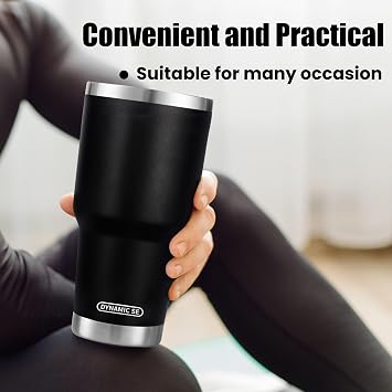 DS 30 oz Black Tumbler with Straw and Lid Insulated Travel Coffee Mug
