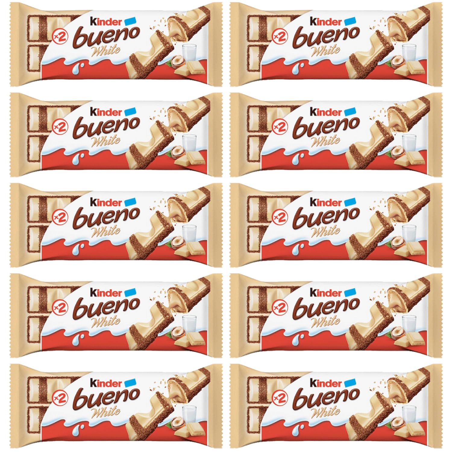Kinders Bueno White Chocolate Bars Pack oF 10x39g Each (Imported Italy)