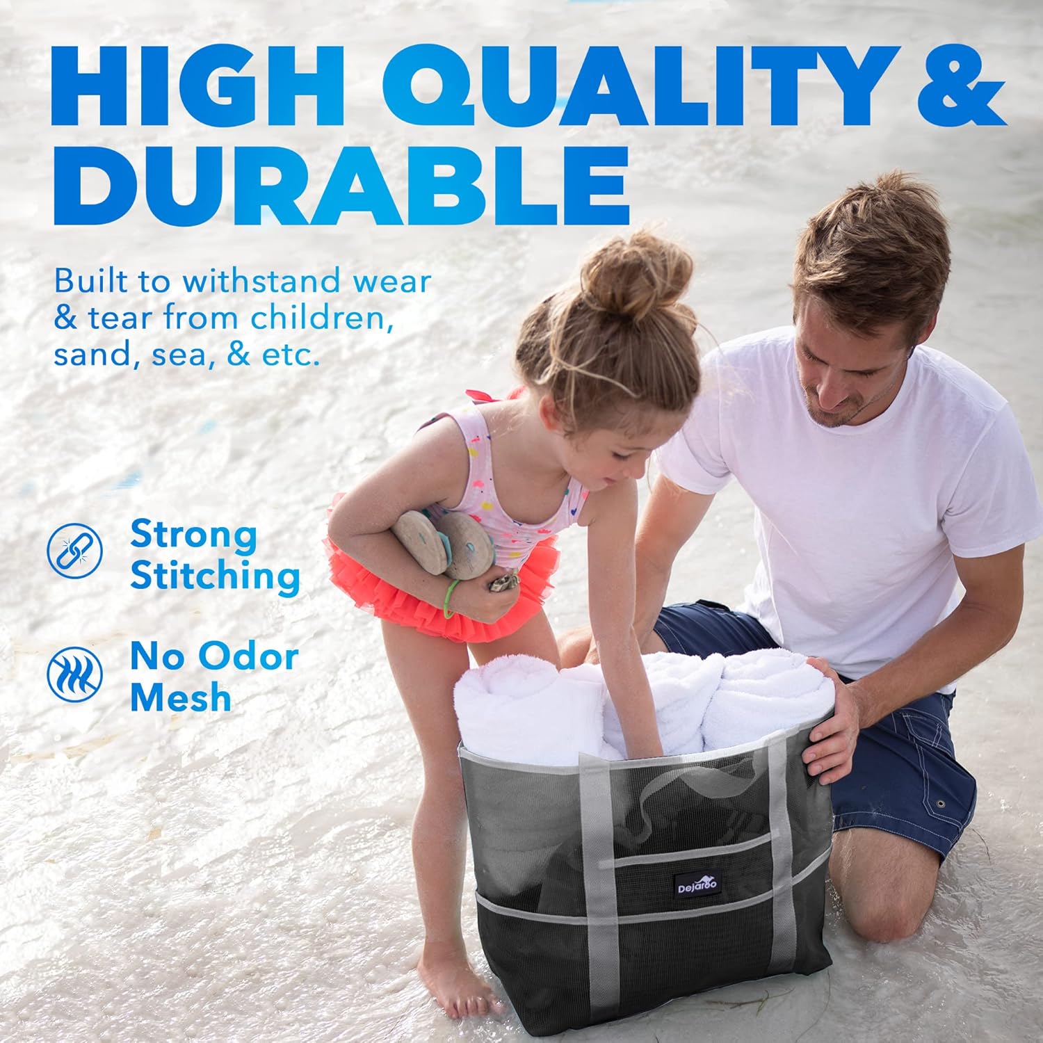 Dejaroo Mesh Sand Free Bag - Strong Lightweight Bag For Beach & Vacation Essentials. Tons of Storage! - Image 5