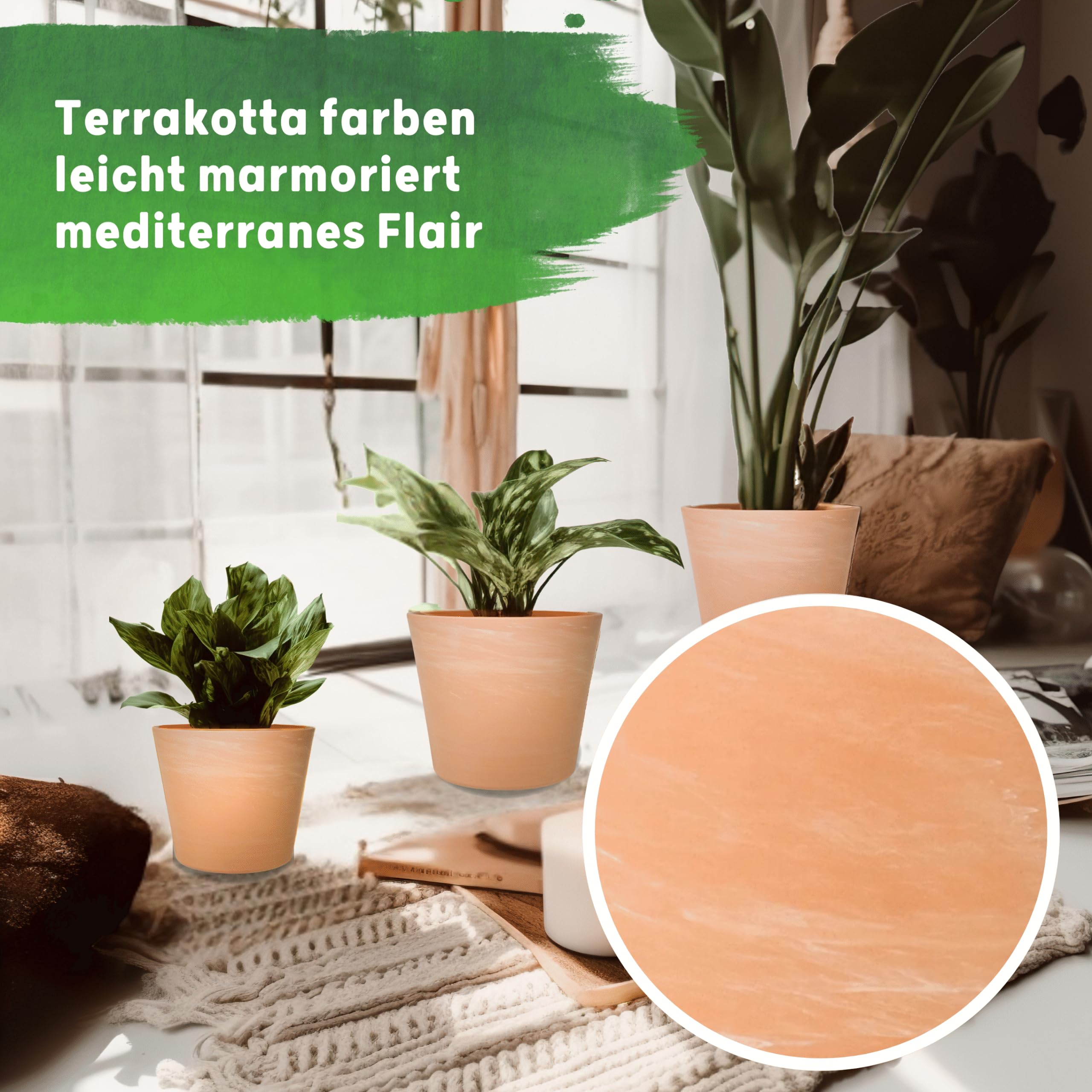 Leni Siena Terrakotta Keramik Übertopf 10 Stück Blumentopf rund Terracotta-Farben matt Pflanztopf ohne Loch für Zimmerpflanzen Hydrokultur Erde - Größe 12 M