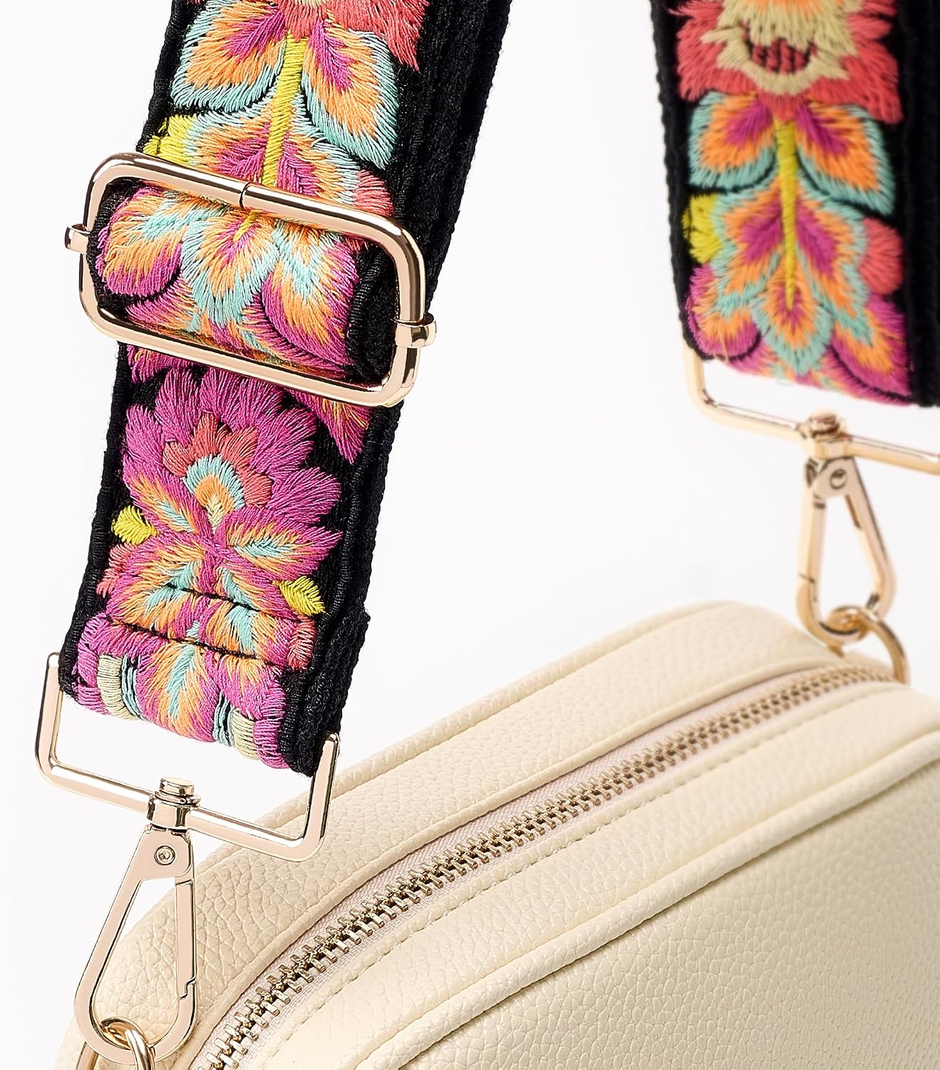 chushui Colorful Embroidered or Crochet Purse Strap, Boho Crossbody Strap image 4
