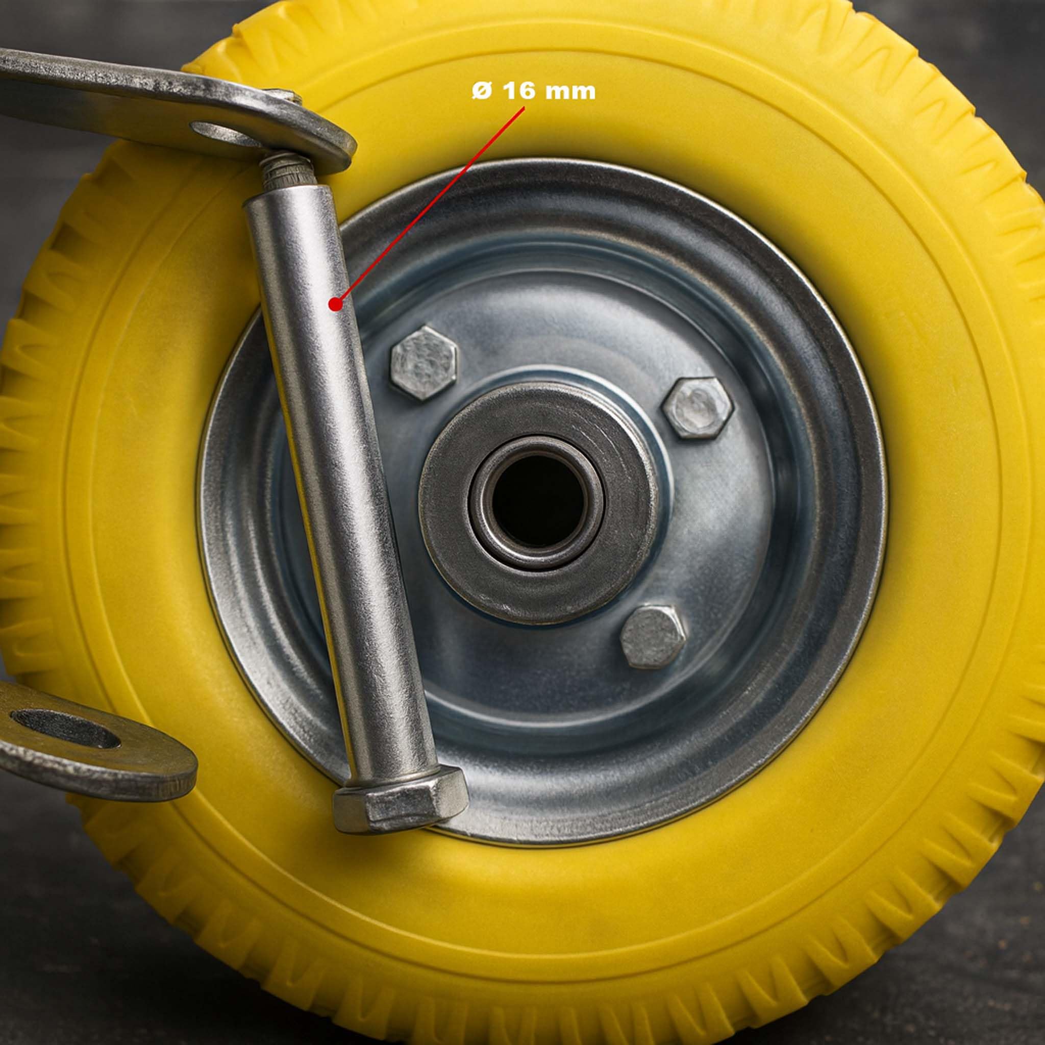 Wiltec Set 4 ruote fisse da trasporto, antiforatura, 225x58 mm, 100 kg/ruota, con piastra di montaggio