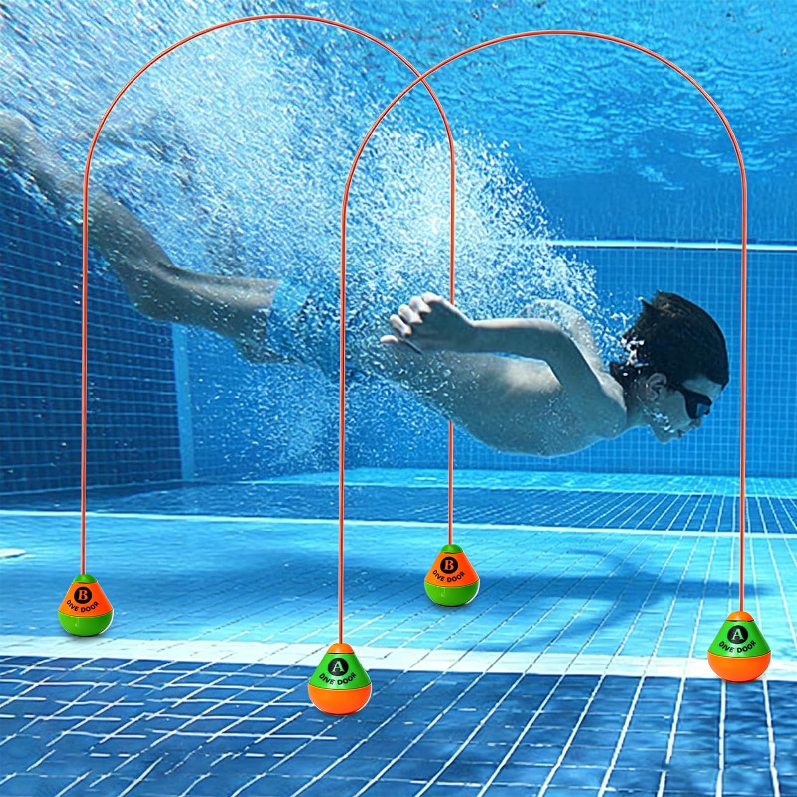 Lot De 2 Anneaux De Plongée 2,5 M – Jouets De Piscine En TPE – Pour Enfants Et Adultes – Parcours Sous-Marin, Jeux Aquatiques, Entraînement Apnée – Cadeau Été