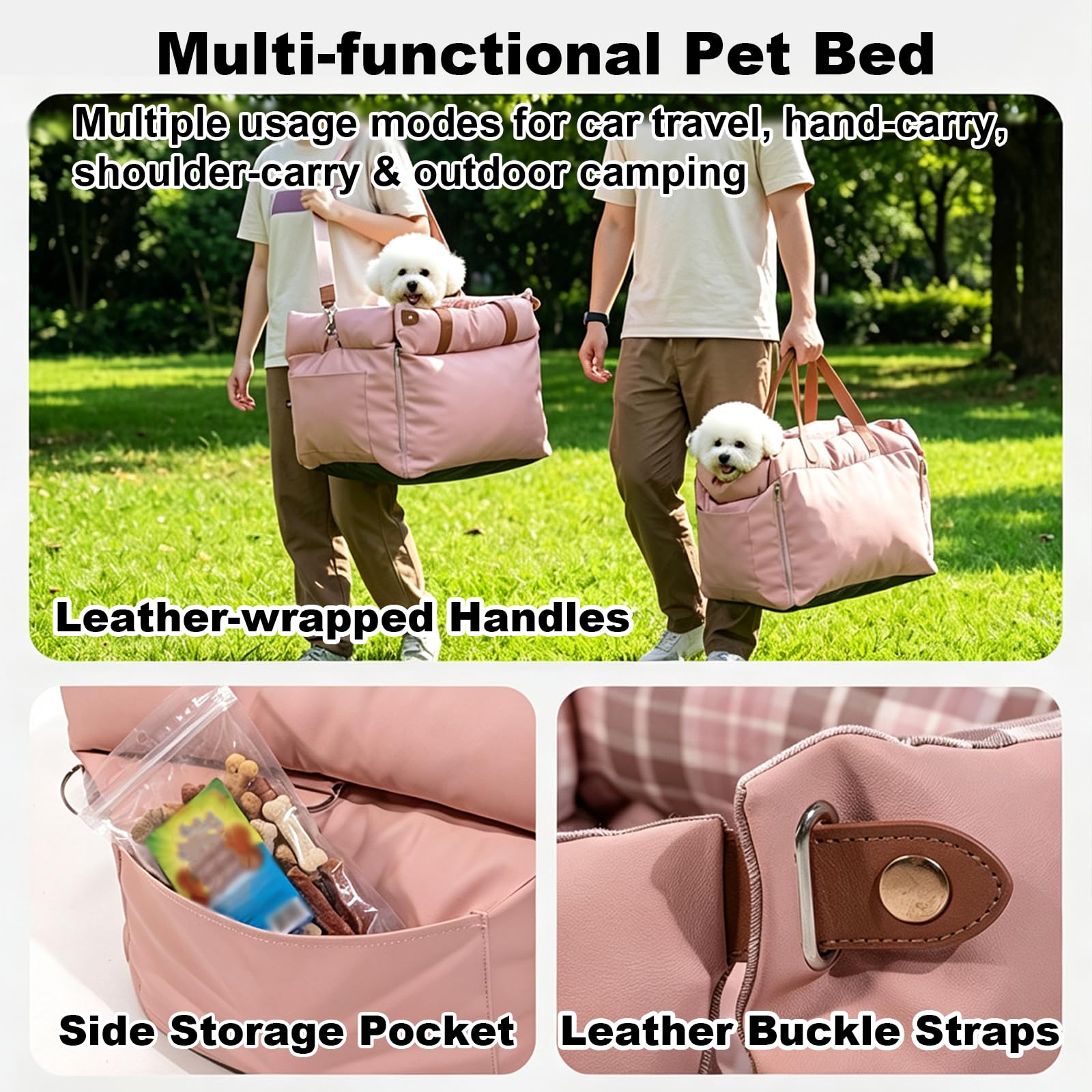 Seggiolino Auto rialzato per Cani con Tasche Laterali portaoggetti
