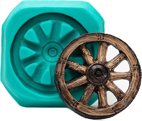 Molde de silicona para rueda de carro, fácil de usar con fondant, resina de chocolate, arcilla y molde de rueda occidental, hecho de silicona