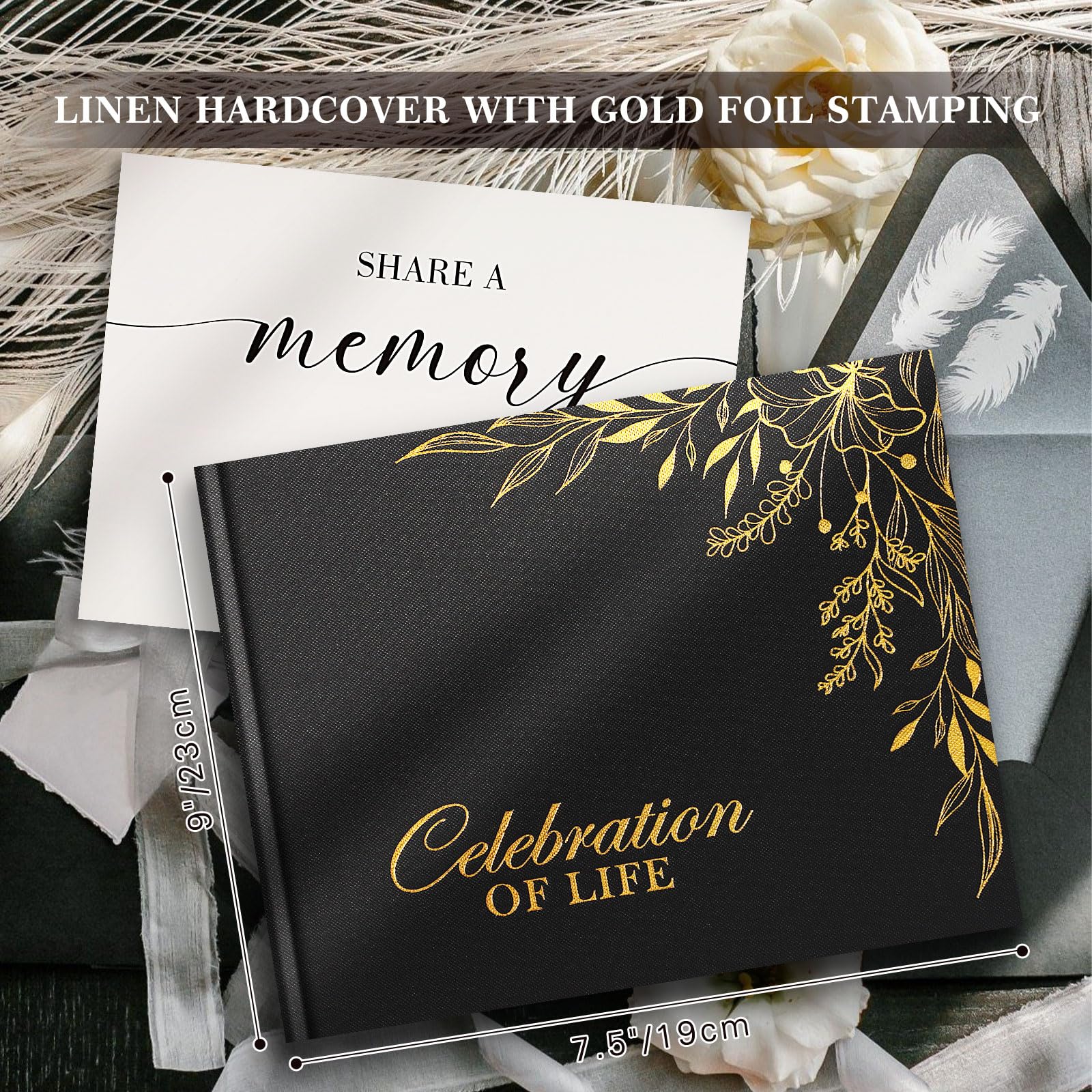 Lanpn Funeral Guest Book for Memorial Service Linen Cover Celebration of Life Registry Guest Book - Image 2