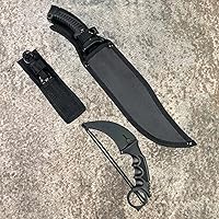 Vista 5 de Falcon Machete Juego de 3 piezas con cuchillos y collar de cuchillo Karambit para camping, deportes al aire libre y colecciones.