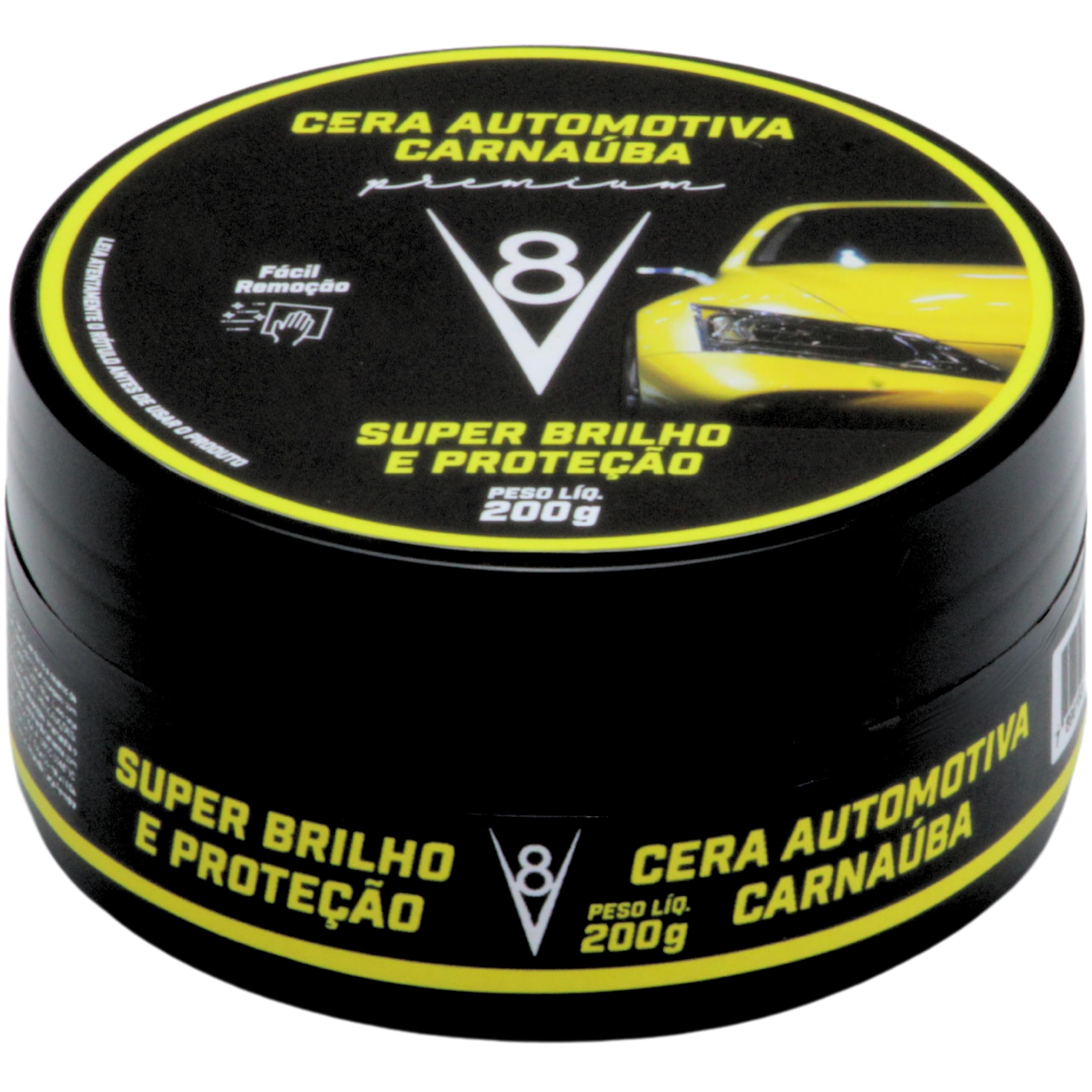 Cera Automotiva Pastosa, V8, 200 g, Preto
